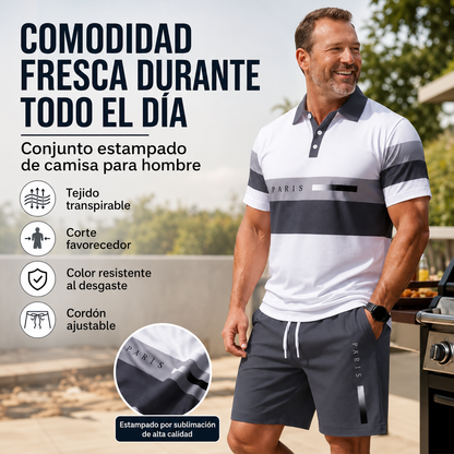 👕 Conjunto de 2 piezas de camisa y pantalón corto para hombre: cómodo, transpirable y versátil para el verano, el tiempo libre y los viajes ☀️🩳