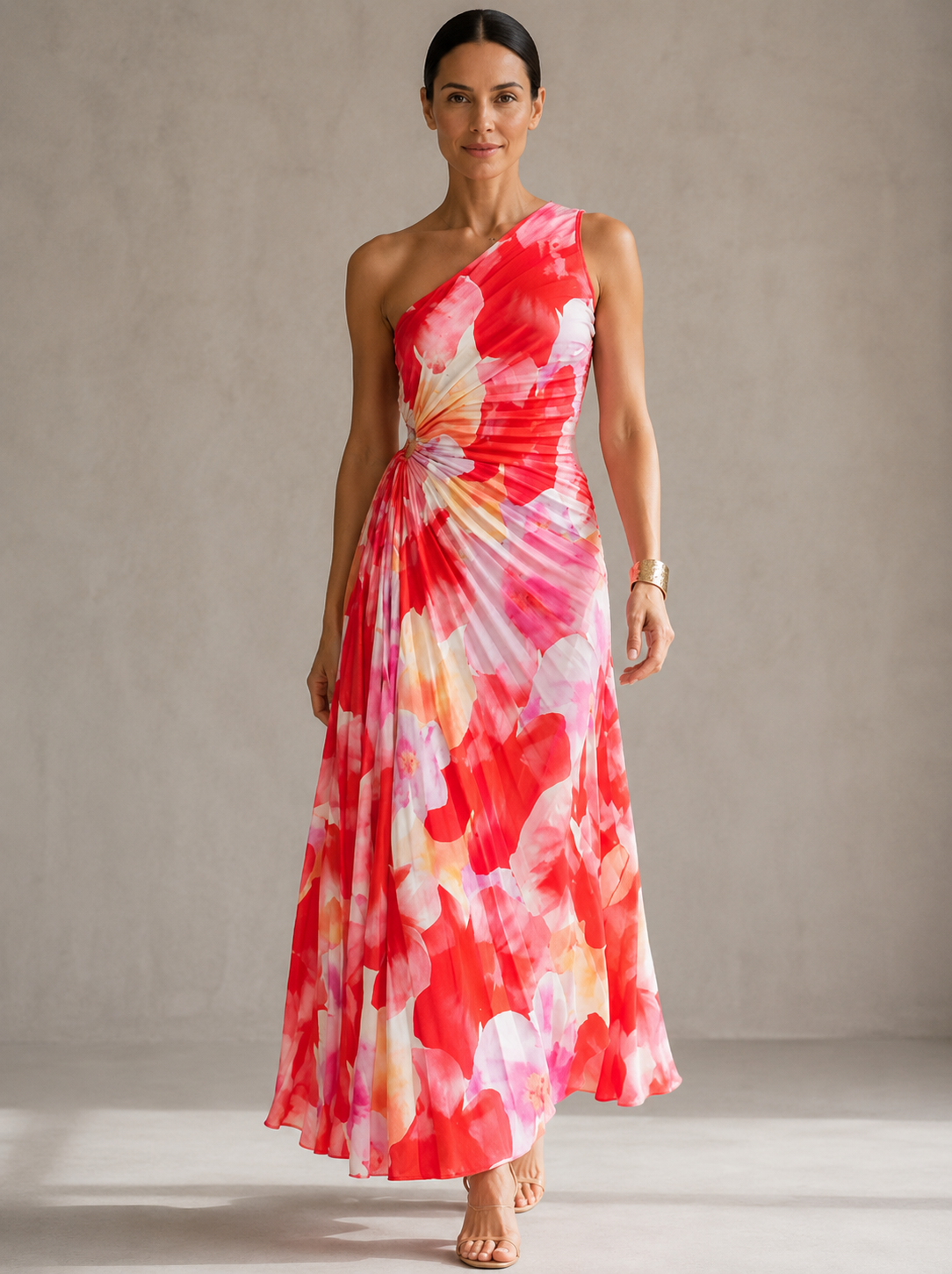 Isabela | Vestido Plisado de Un Solo Hombro