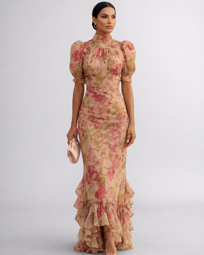 Camila | Vestido Largo Floral de Chifón