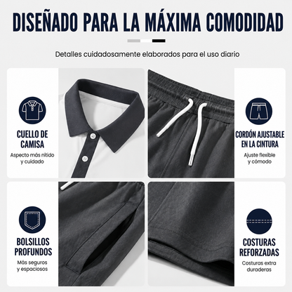 👕 Conjunto de 2 piezas de camisa y pantalón corto para hombre: cómodo, transpirable y versátil para el verano, el tiempo libre y los viajes ☀️🩳