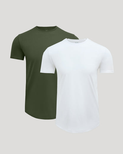 Paquete de 2 camisetas de manga corta con dobladillo curvo y mezcla de algodón Pima