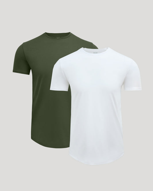 Paquete de 2 camisetas de manga corta con dobladillo curvo y mezcla de algodón Pima