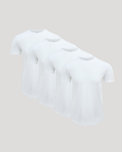 Paquete de 4 camisetas de manga corta con dobladillo curvo y mezcla de algodón Pima