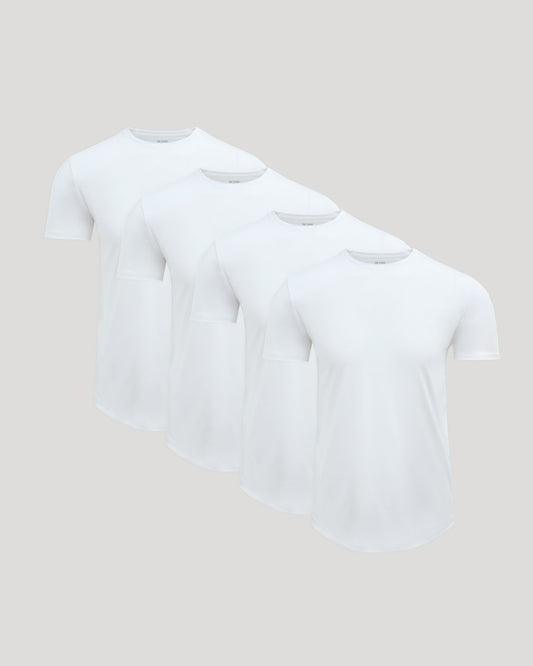 Paquete de 4 camisetas de manga corta con dobladillo curvo y mezcla de algodón Pima