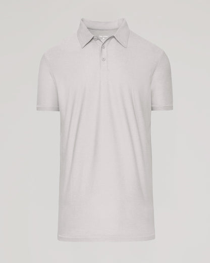 Polo deportivo de manga corta largo en gris jaspeado claro
