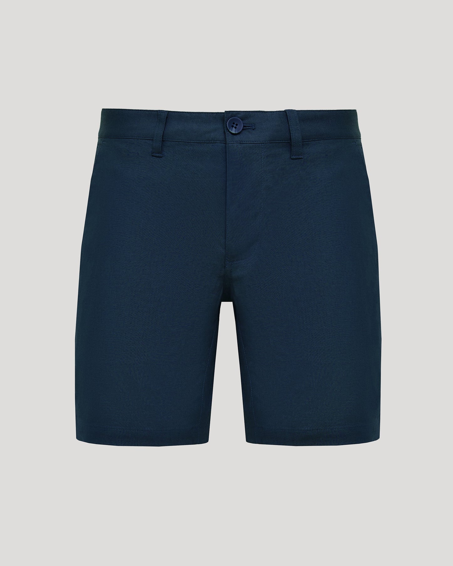 Pantalones cortos de lino azul marino de 7 pulgadas