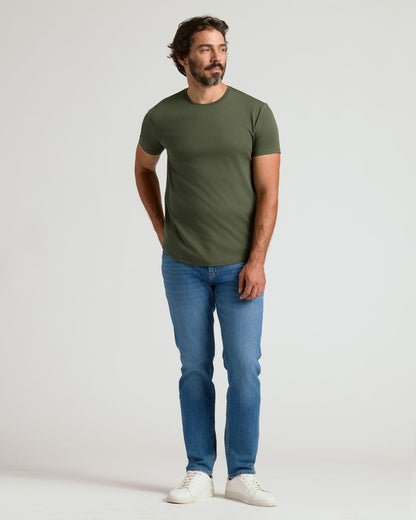 Paquete de 2 camisetas de manga corta con dobladillo curvo y mezcla de algodón Pima