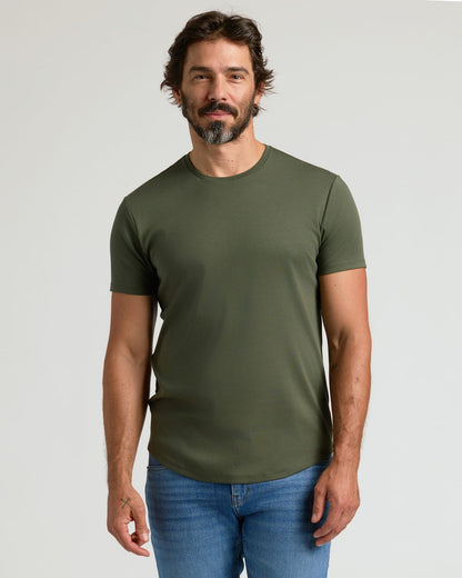 Paquete de 2 camisetas de manga corta con dobladillo curvo y mezcla de algodón Pima