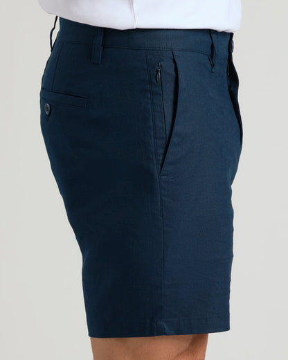 Pantalones cortos de lino azul marino de 7 pulgadas