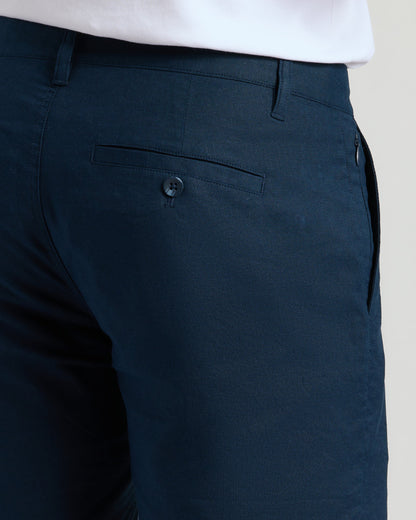Pantalones cortos de lino azul marino de 7 pulgadas