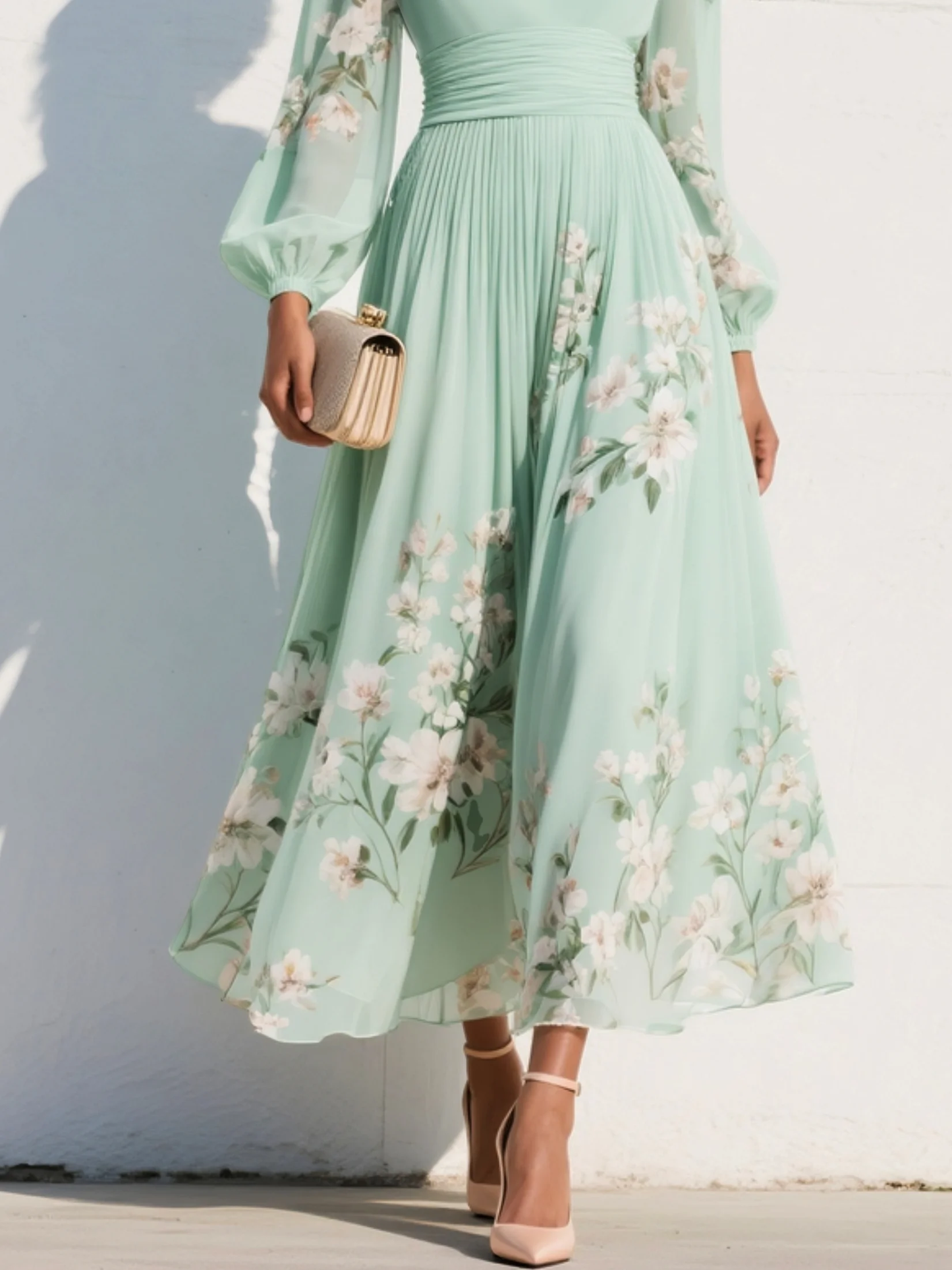 Lucía | Vestido Floral Verde Elegante
