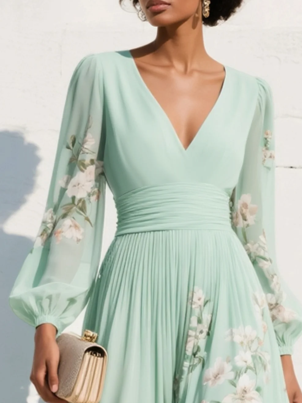 Lucía | Vestido Floral Verde Elegante