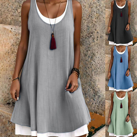  💃Vestido de dos piezas para mujer, estilo casual, holgado y sin mangas