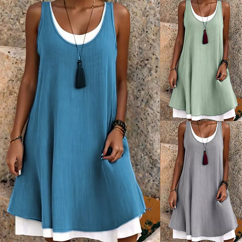  💃Vestido de dos piezas para mujer, estilo casual, holgado y sin mangas