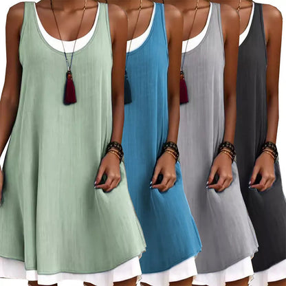  💃Vestido de dos piezas para mujer, estilo casual, holgado y sin mangas