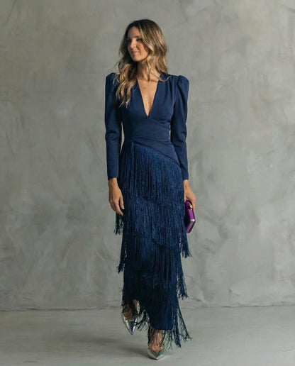 Beatriz | Vestido Elegante con Mangas de Flecos