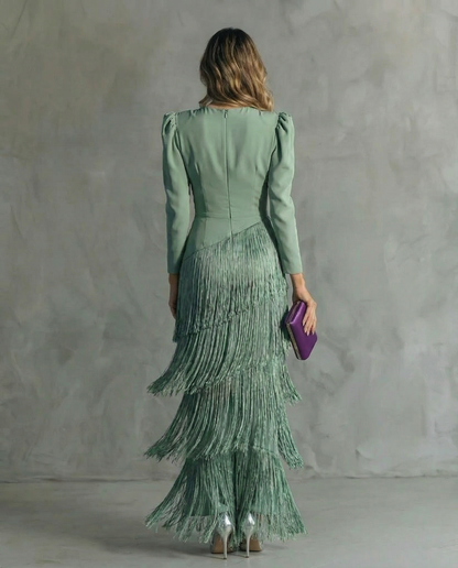 Beatriz | Vestido Elegante con Mangas de Flecos