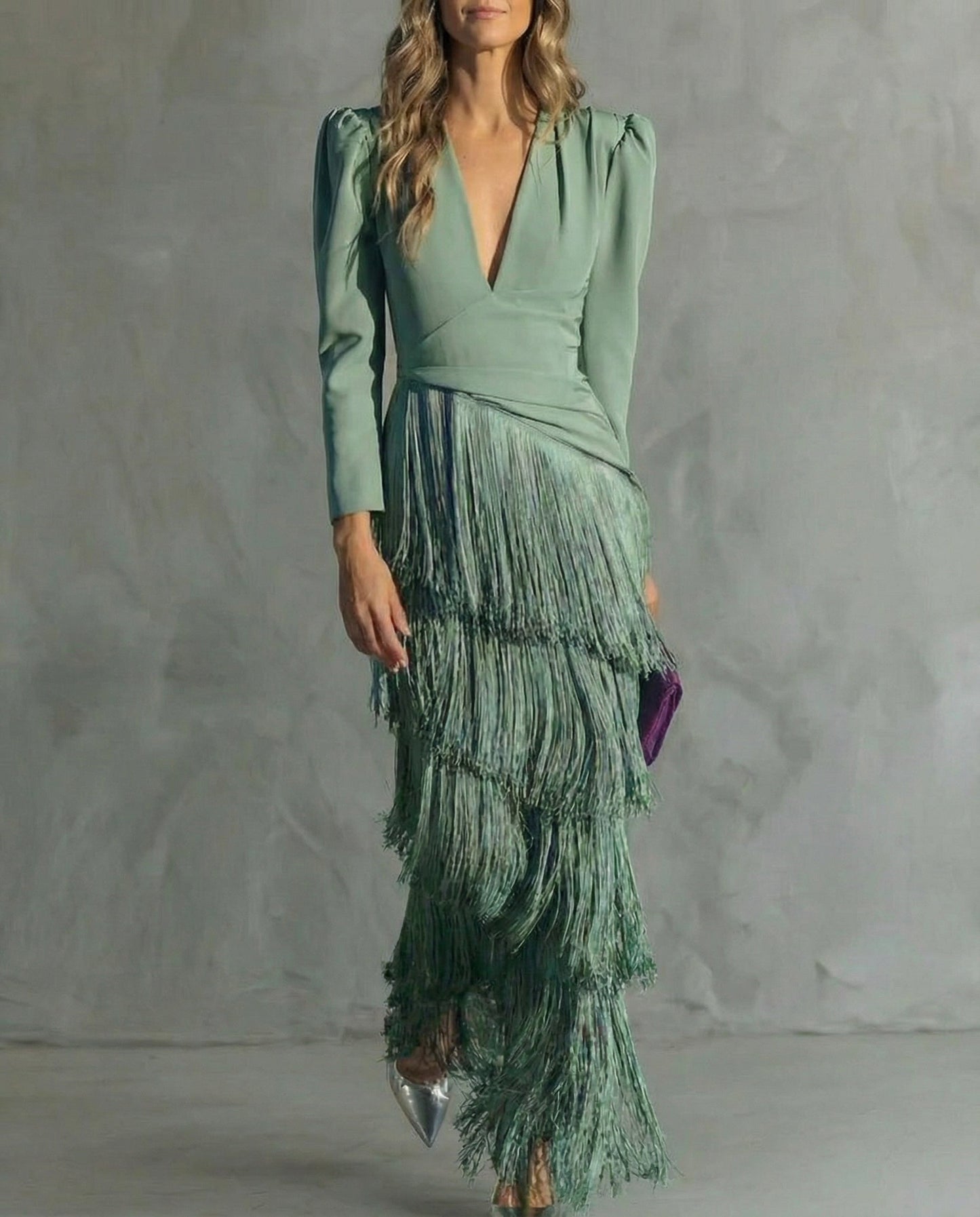 Beatriz | Vestido Elegante con Mangas de Flecos