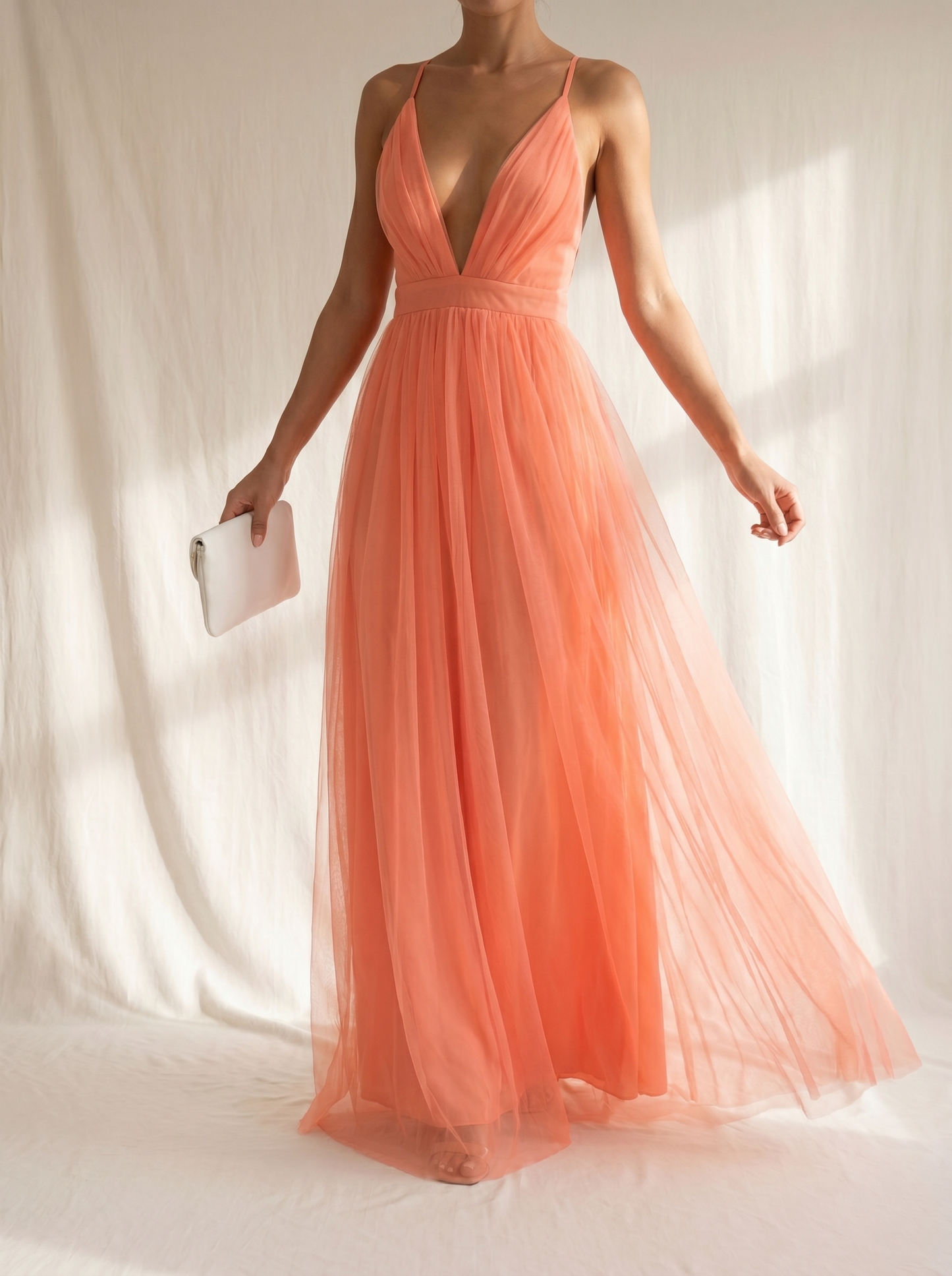 Valentina | Vestido Largo Coral Luminoso
