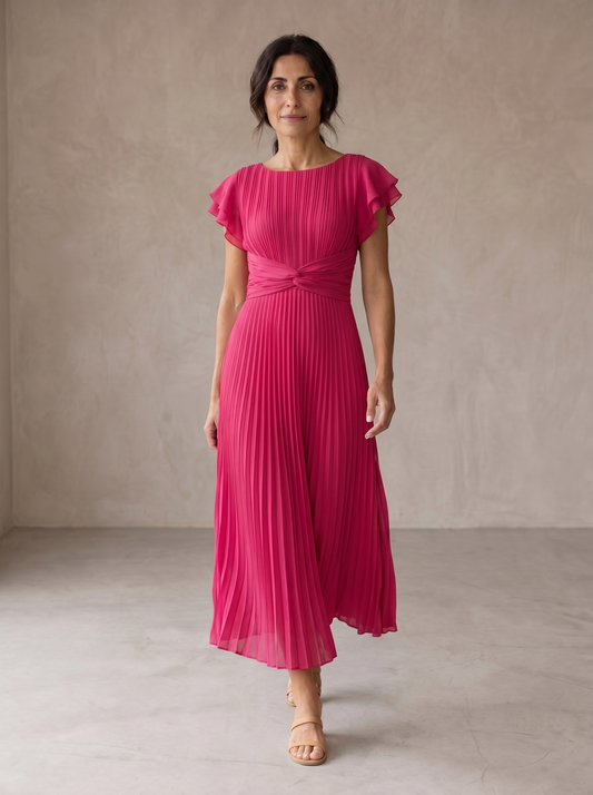 Gabriela | Vestido Largo Plisado con Cintura Anudada