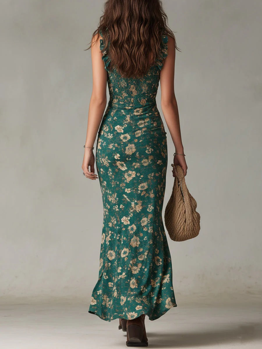 Alba | Vestido largo con estampado floral, abertura lateral y estilo bohemio